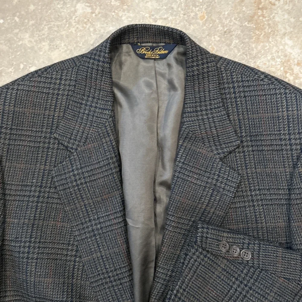 Brooks Brothers Blazer Mens 42R Brown Plaid 2 Button Wool Sports Coat Preppy USA